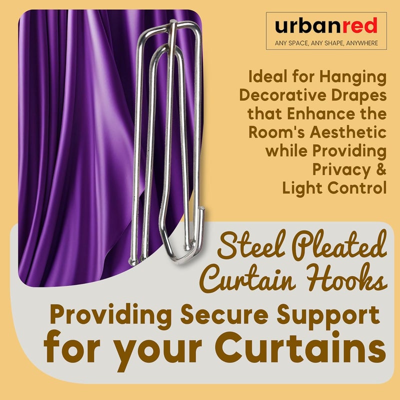 UrbanRed 30 Pcs Pinch Pleat Curtain Hooks for Drapes, 4 Prongs Stainless Steel Pleated Tape Curtain Drapery Hooks/Clips/Pin/Clamp, Traverse Pleater Curtain Hanger, Curtain Pin Hooks - Image 5